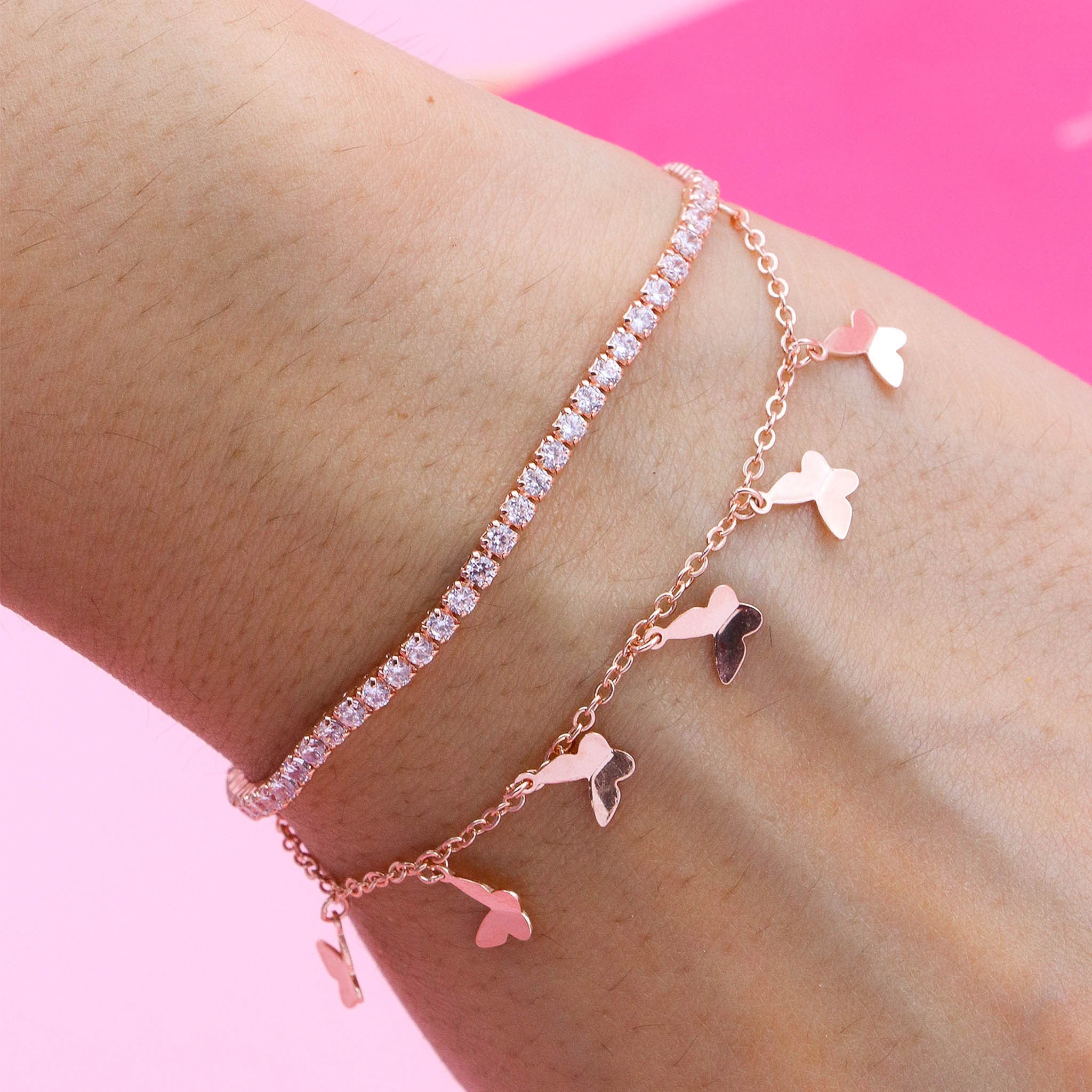 Pink butterfly deals bracelet