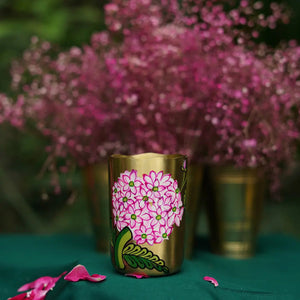 Gulabi Bloom Brass Tumbler Single