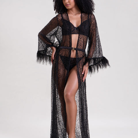 Midnight Glow Embellished Sheer Robe