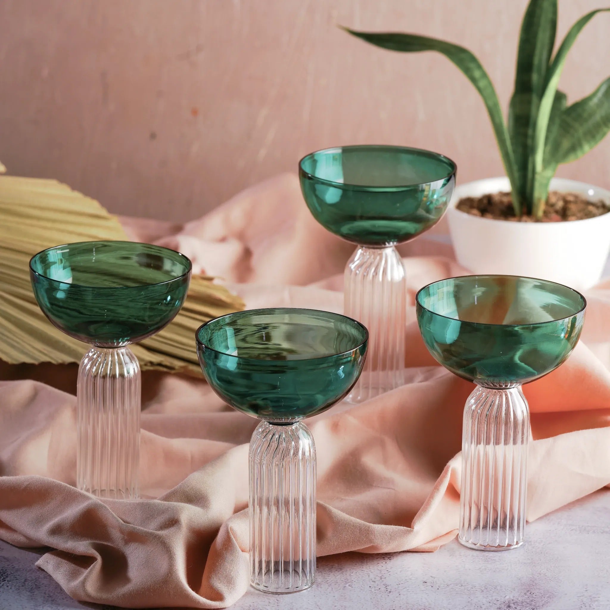 Drinks & Dessert Teal Glass Set