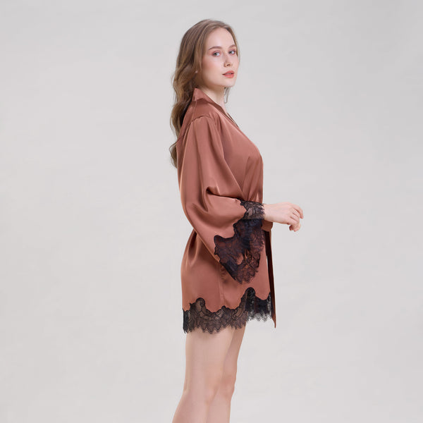 Bronze Robe with Lace Sleeves