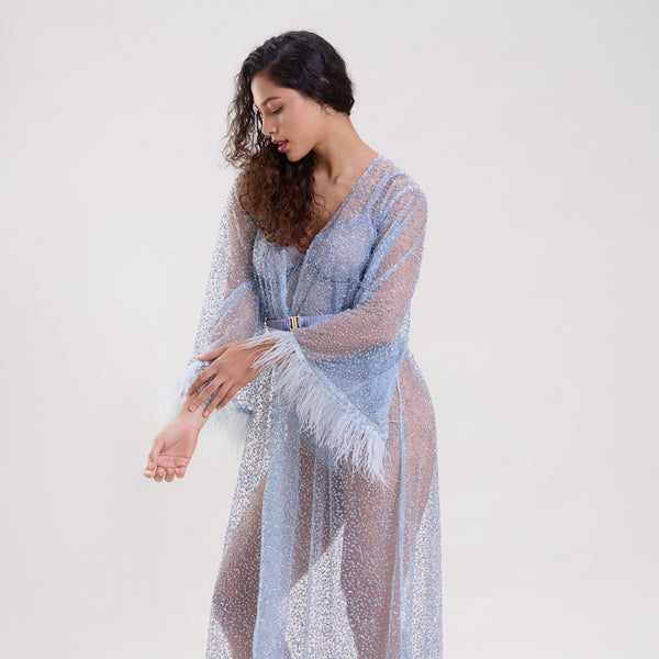 Elsa Embellished Sheer Robe with Belt