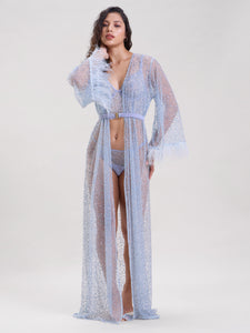 Elsa Embellished Sheer Robe with Belt