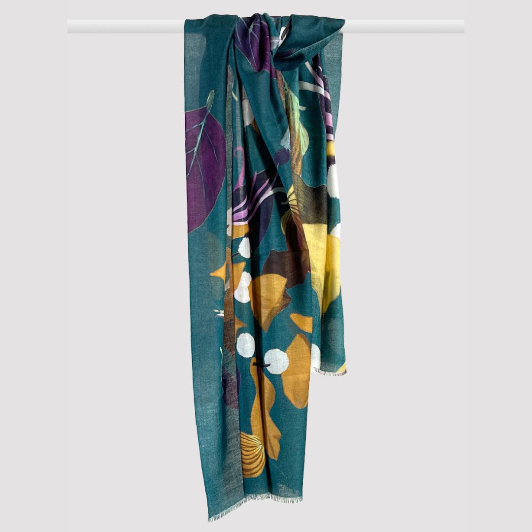 Summer Teal Flora Stole