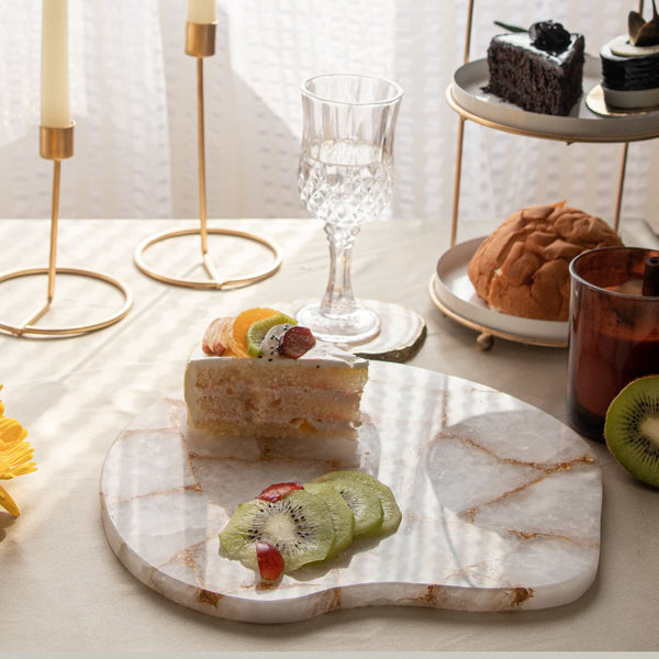 White Quartz with Gold Lining Platter