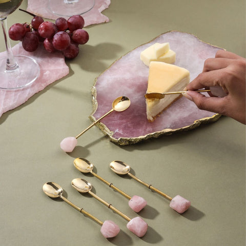 Rose Quartz Dessert Spoons Set of 6