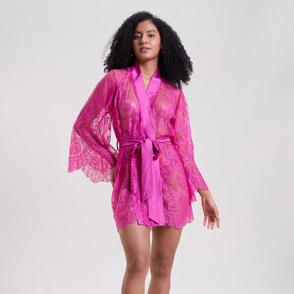 Shop Purple Lace Robe Thoong Online in India