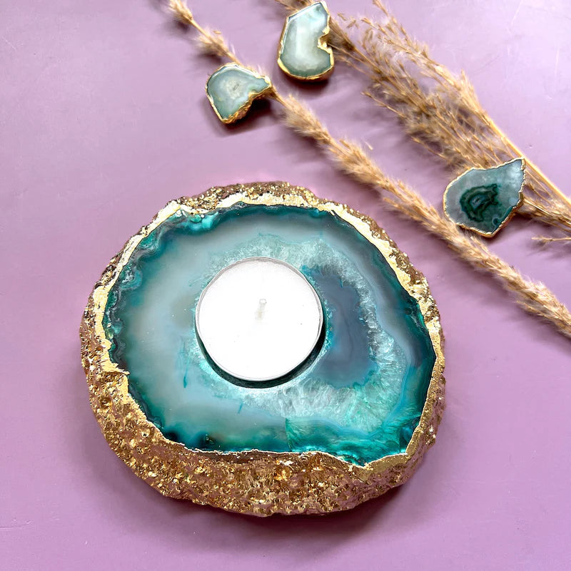 Agate Gemstone Tea light Candle